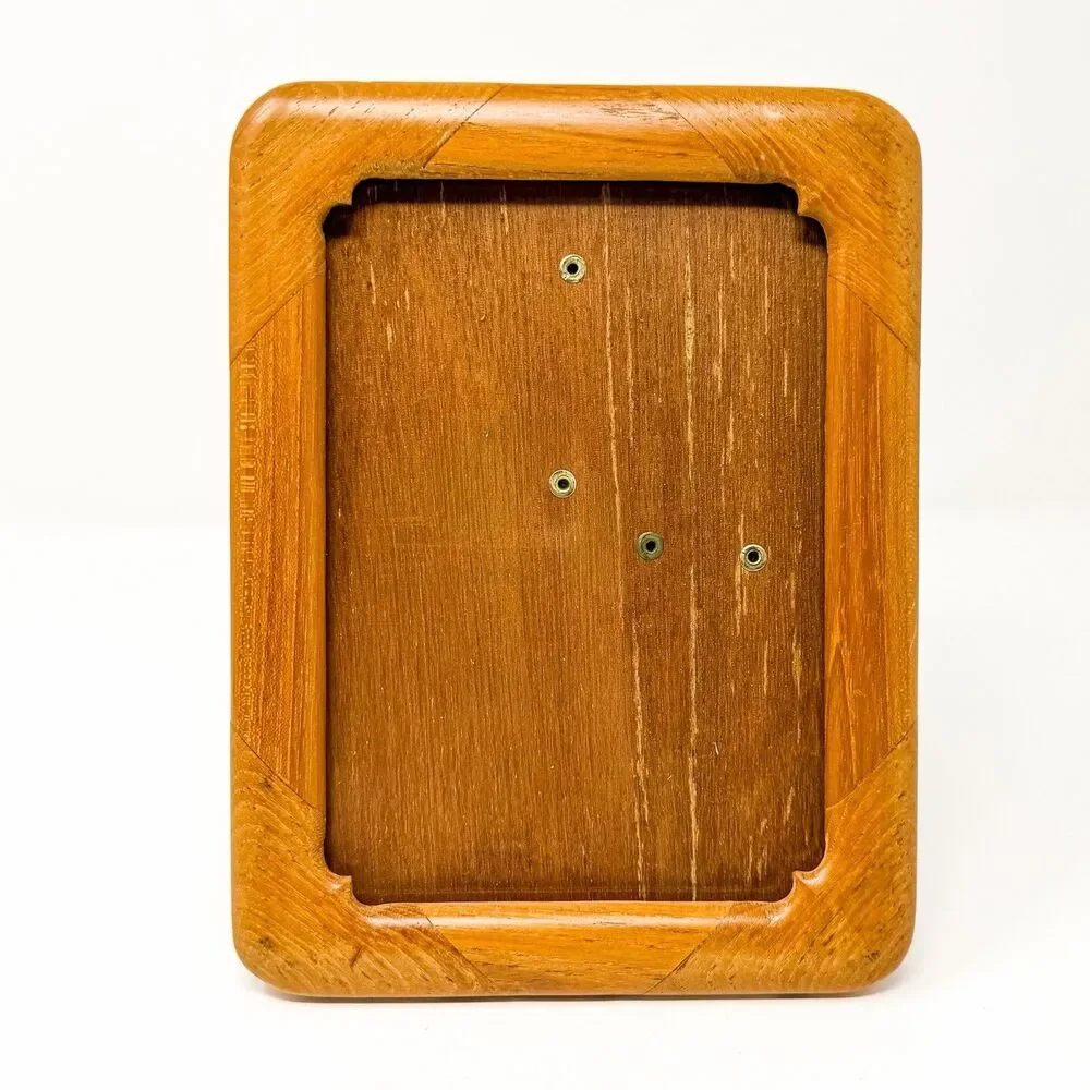 Vintage Teak Wood Picture Frame 5x7 Rounded Corners Mid Century Modern MCM
